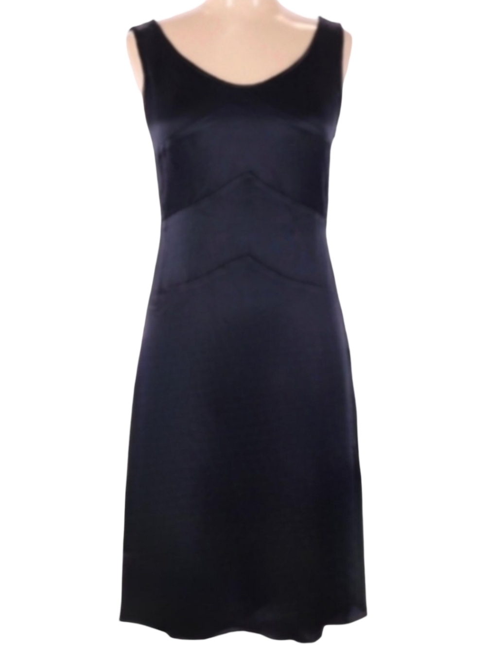 DKNY Dark Midnight Blue Black Designer Midi Dress Y2K Silky Donna Karan Size 4